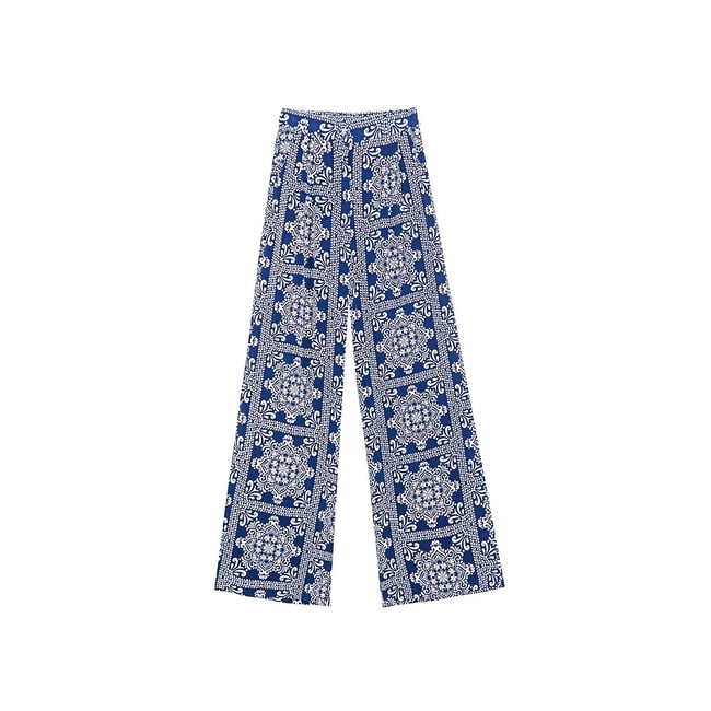 Pantalon large POZO  imprimé bleu <span itemprop=