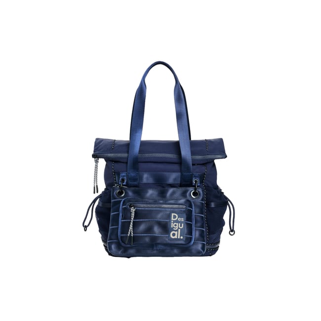 Grand sac à dos multiposition en nylon bleu <span itemprop=