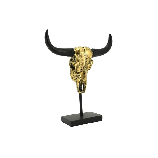 Tête de buffle en résine dorée Couleur gold <span itemprop=