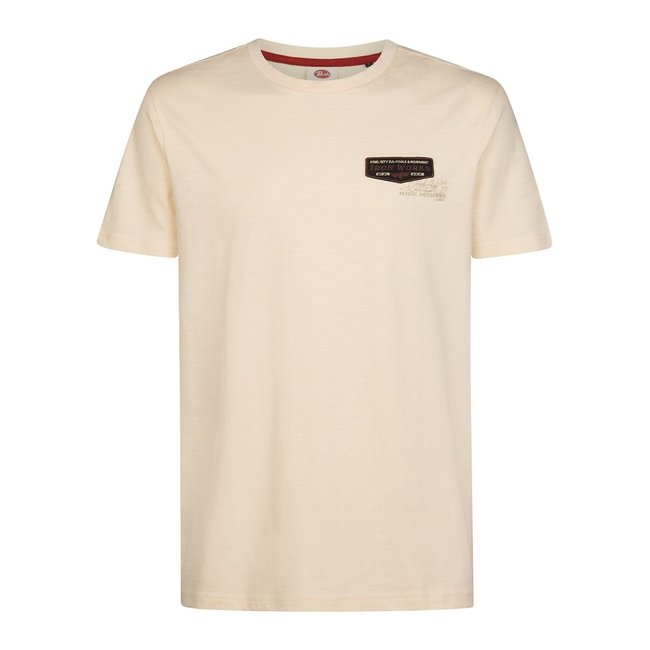 T-shirt manches courtes, col rond blanc cassé <span itemprop=