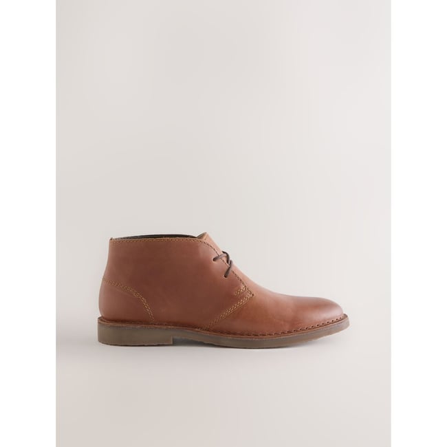 Bottines chukka en cuir marron fauve <span itemprop=