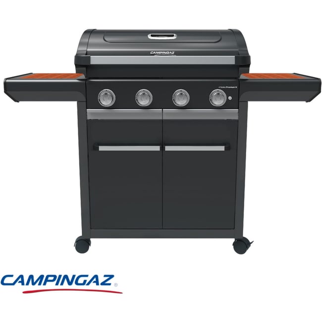 Barbecue gaz Premium 4W noir 4 brûleurs sur chariot, 72x46 cm noir <span itemprop=