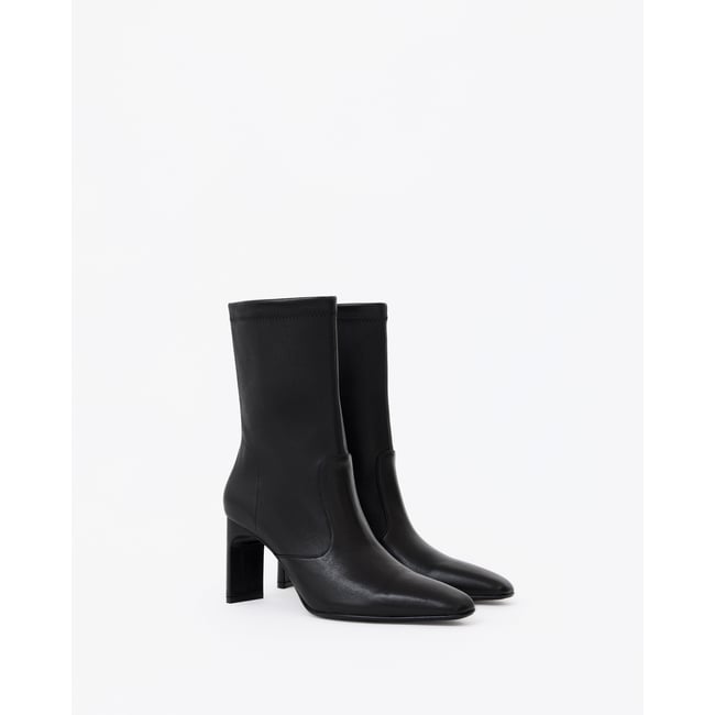 Bottines en cuir stretch à bout effilé VERNER noir <span itemprop=