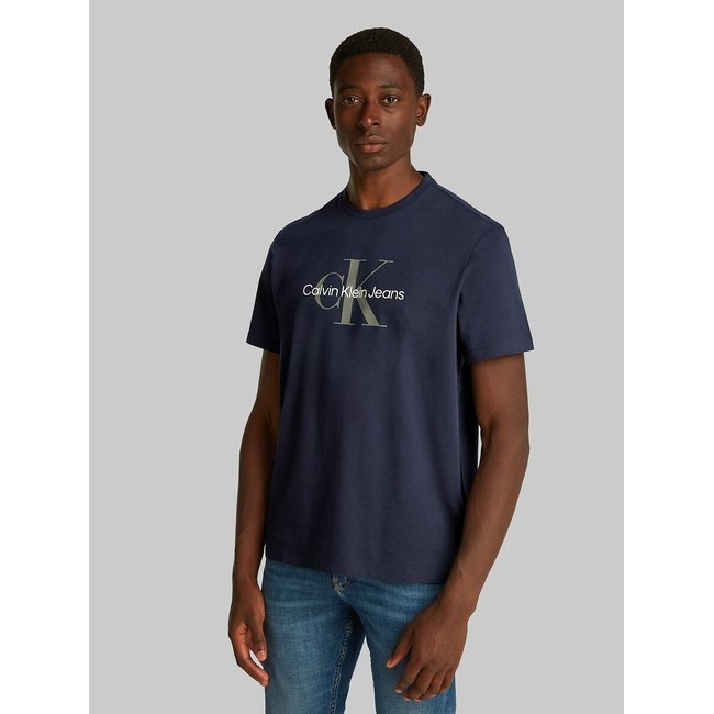 Camiseta con monograma azul tinta <span itemprop=