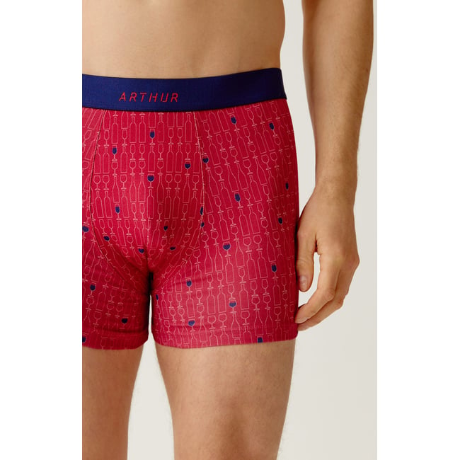 Boxer en jersey de coton imprimé Millésimé bordeaux <span itemprop=