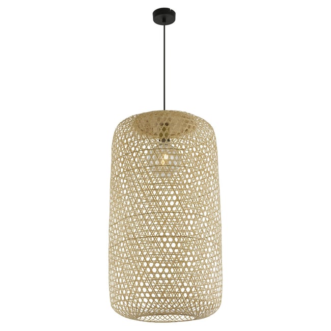 Suspension cône en cannage grand modèle MIRENA Couleur beige <span itemprop=