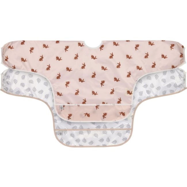 Lot de 2 bavoirs rose poudré, blanc cassé <span itemprop=
