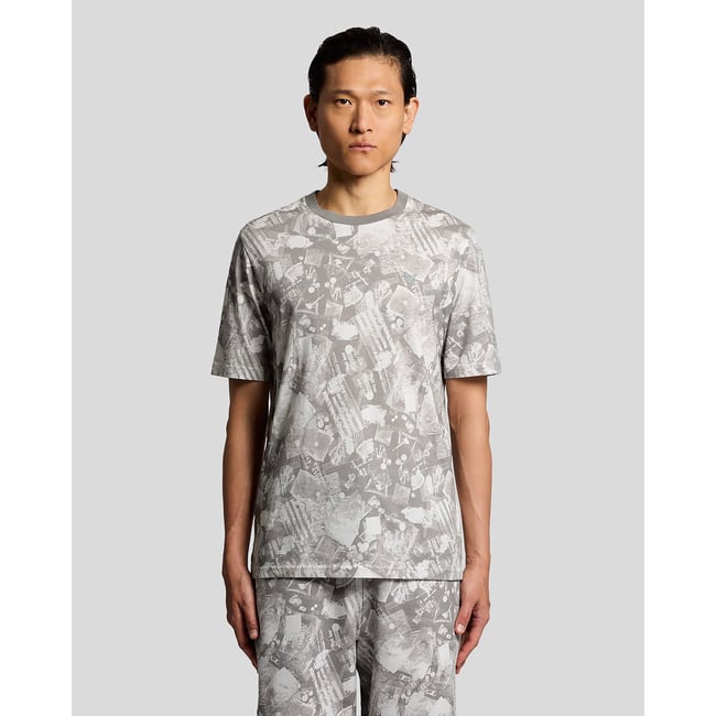 T-shirt industriel à imprimé graphique gris froid <span itemprop=
