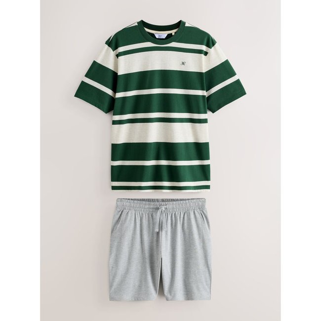 Pyjama en jersey rayé à manches courtes vert <span itemprop=