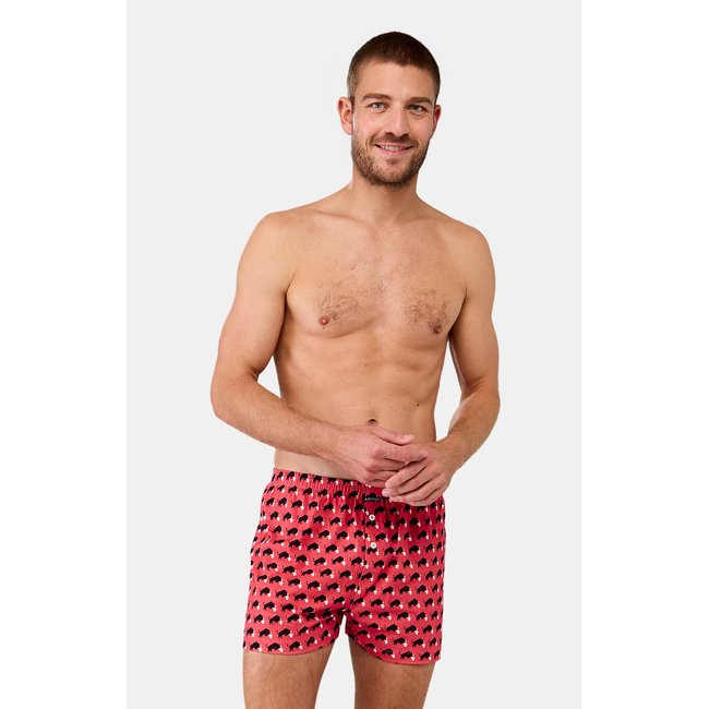 Caleçon de nuit en coton, Olé rouge <span itemprop=