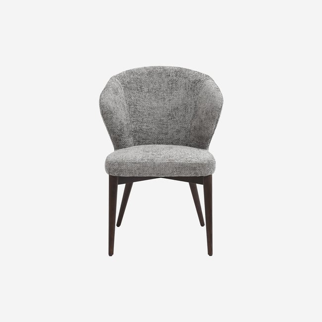 Lot de 2 chaises en tissu chenille et bois massif couleur noyer LURIS Couleur gris <span itemprop=