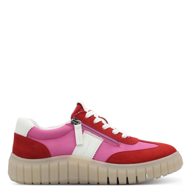 Basket à lacets rouge / fuchsia <span itemprop=