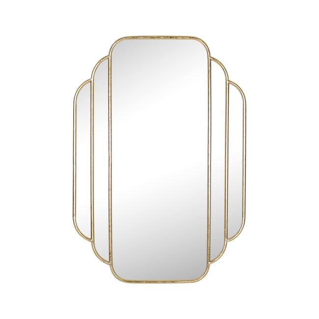 Miroir métal art déco 60x85cm Couleur or <span itemprop=