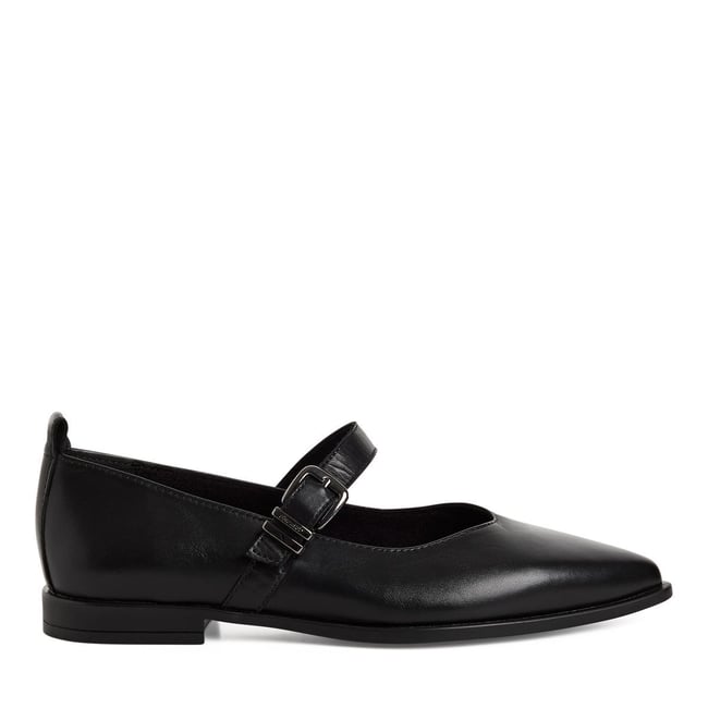 Ballerine en cuir noir cuir <span itemprop=