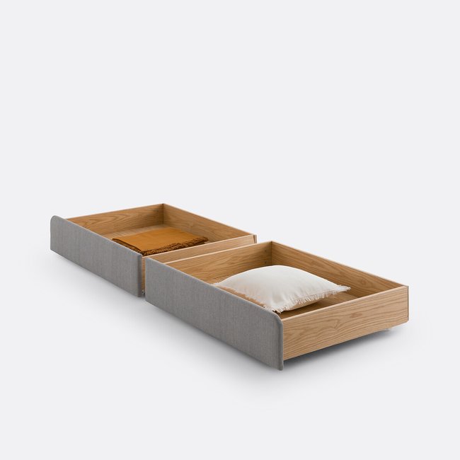 Lote de 2 cajones para organización para la cama Elori gris <span itemprop=