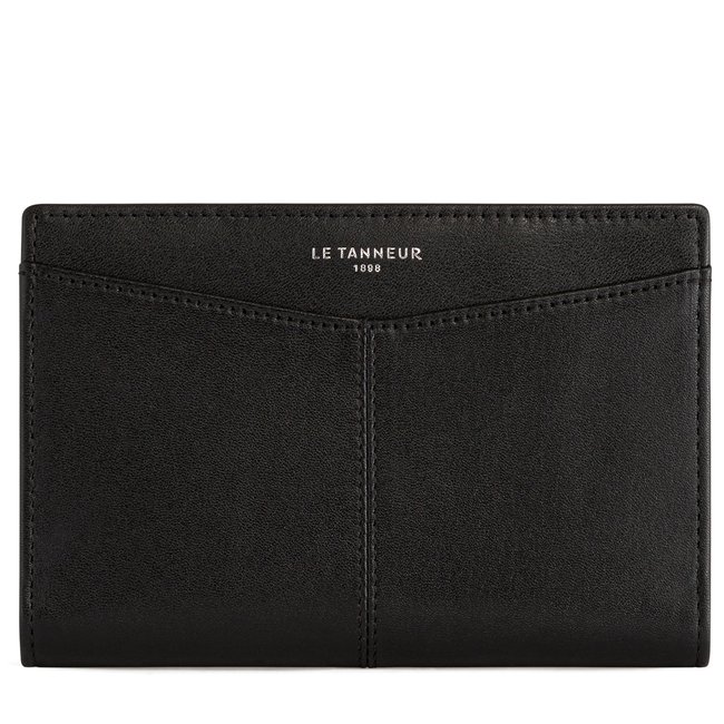 Porte passeport en cuir lisse CHARLOTTE noir <span itemprop=