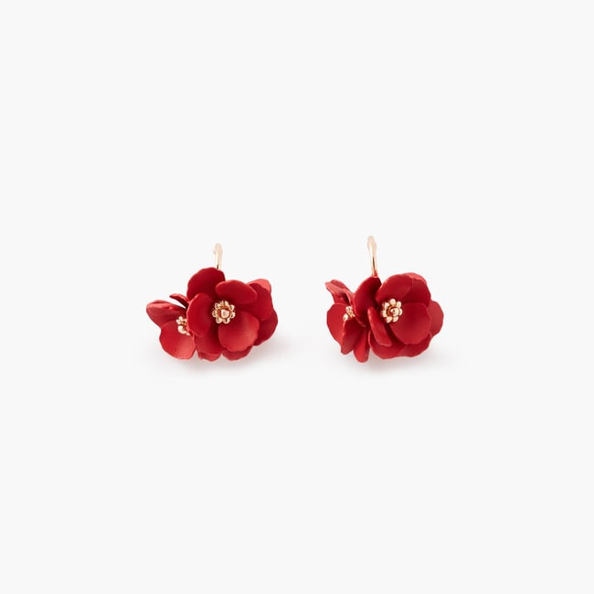 Petites créoles 3 fleurs rouges rouge <span itemprop=