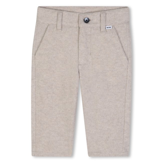 Pantalon siglé ecru chine <span itemprop=