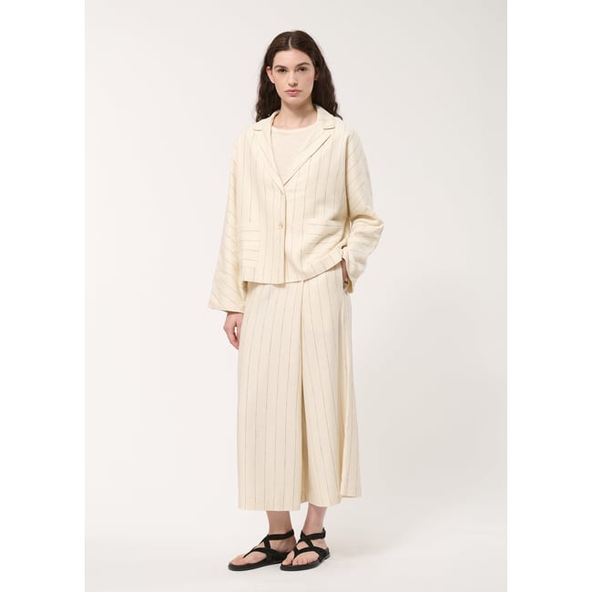 Veste tailleur oversize rayée naturel <span itemprop=
