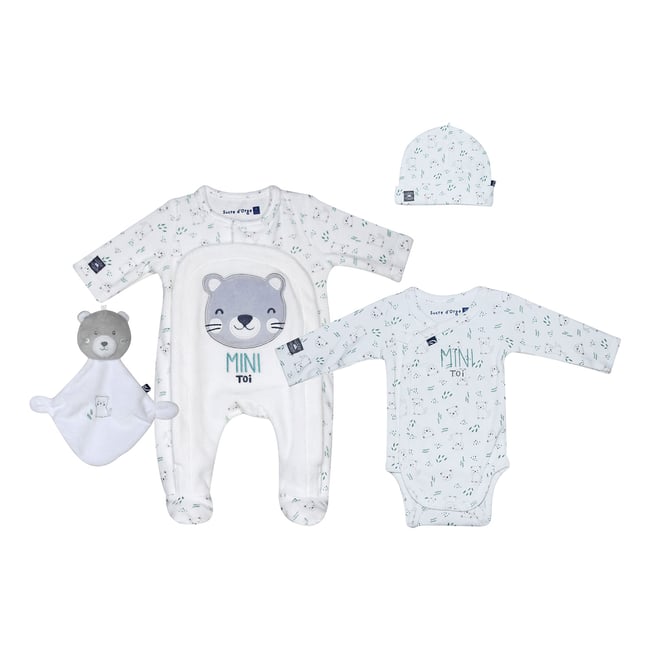 Kit naissance 4 pièces ramsès sucre d'orge blanc <span itemprop=