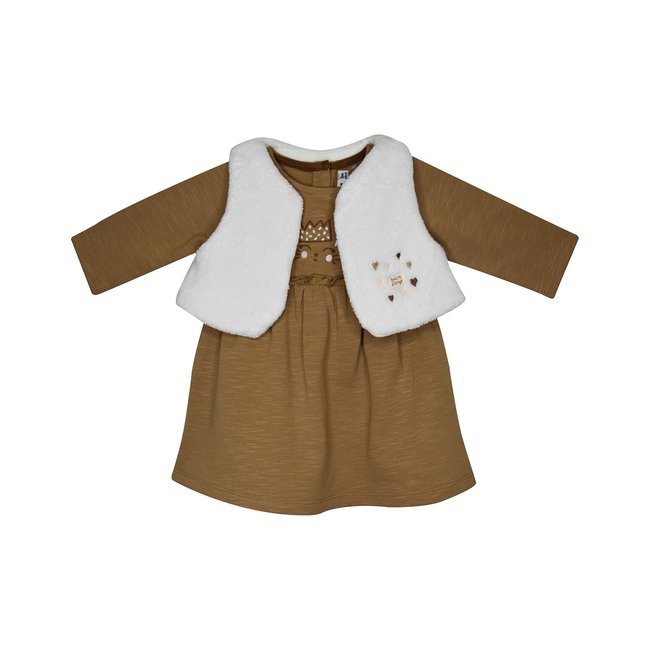 Robe gilet s/s manche irmine molleton bebe marron <span itemprop=