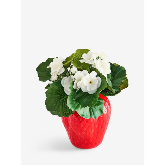 Pot en céramique rouge à plante artificielle Couleur blanc/vert <span itemprop=