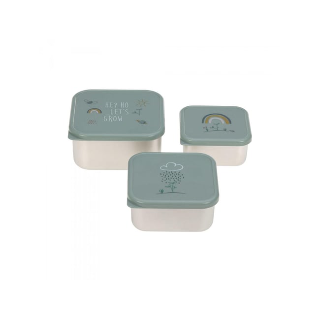 Lot de 3 boîtes à goûter vert, gris <span itemprop=