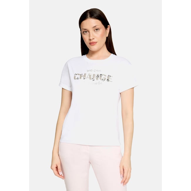 Haut casual à broderies patch white/silver <span itemprop=