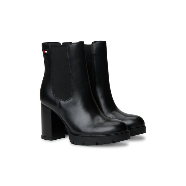 Stivaletti in pelle con tacco alto nero  TOMMY HILFIGER