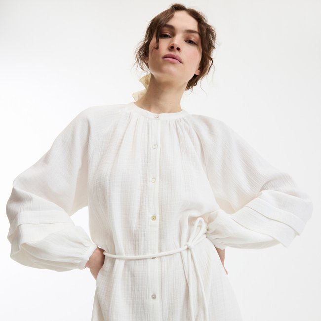 Vestido largo evasé, cuello redondo, manga larga - LA REDOUTE COLLECTIONS