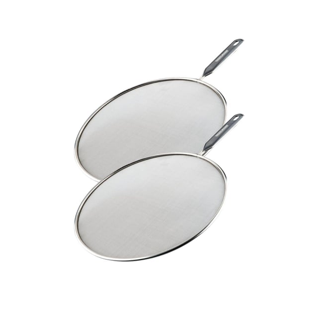 Lot de 2 couvercles 43,5/ et plastique avec 2 ustensiles BASIC gris <span itemprop=