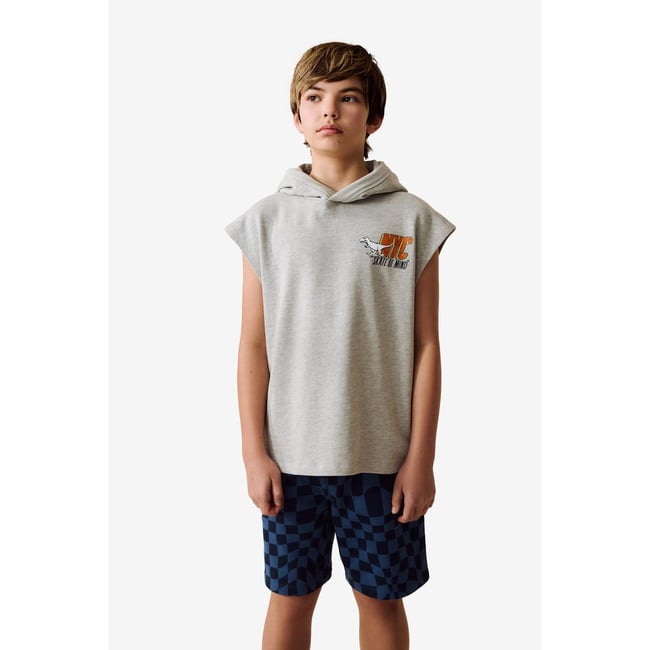 Sweat à capuche sans manches et short imprimé bleu <span itemprop=