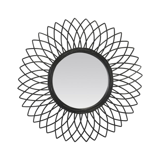Miroir fleur en rotin 61cm Couleur noir <span itemprop=