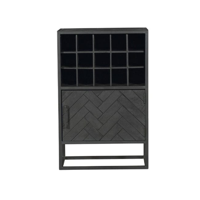 Minibar salon en bois noir pour 15 bouteilles ALVERA Couleur noir <span itemprop=