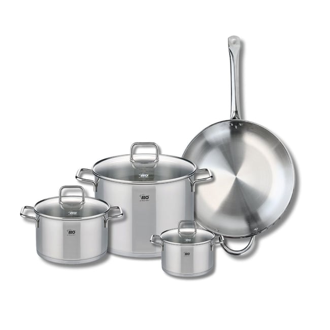 Batterie 1 poêle 32cm + 3 faitouts 14/20/26cm PROFI CITRIN gris <span itemprop=