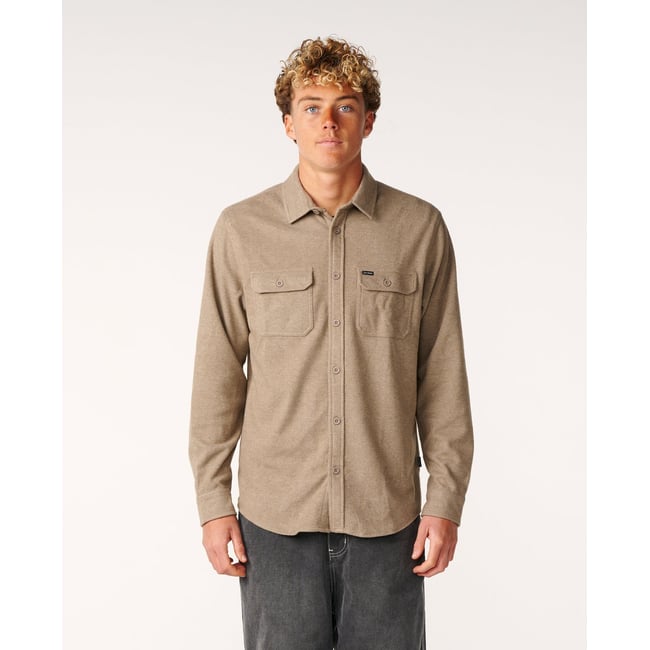 Grid Long Sleeve Shirt walnut <span itemprop=