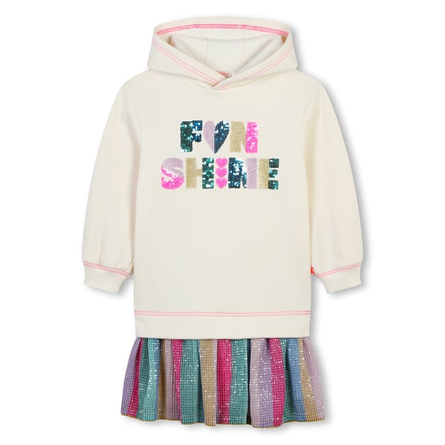 Robe bi-matière fantaisie new beige <span itemprop=