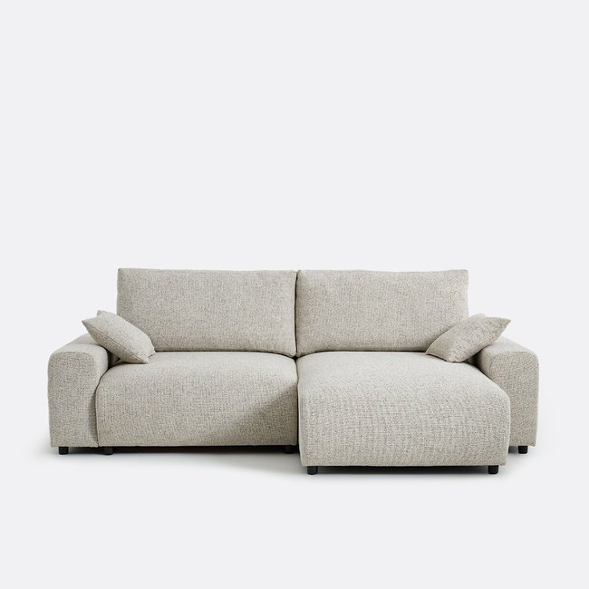 Canapé d'angle convertible réversible, GALENE Couleur ecru/bleu <span itemprop=