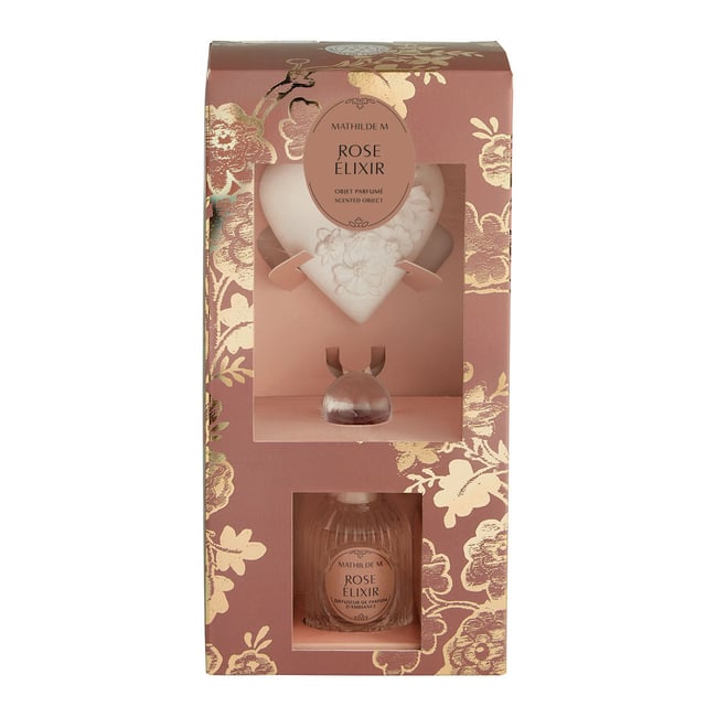 Coffret diffuseur et décor parfumé Rose Élixir TRÉSOR DE FLEURS Couleur rose <span itemprop=