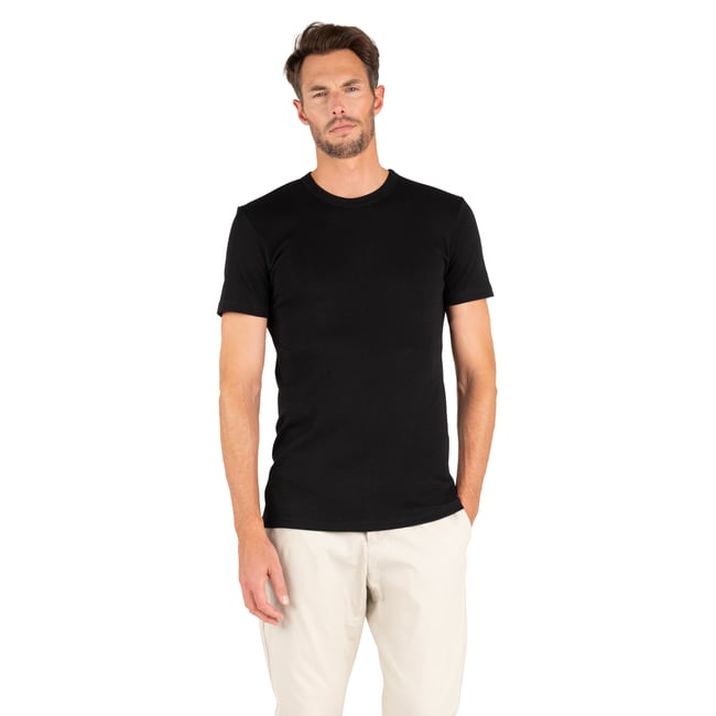 Tee-shirt col rond manches courtes  Ligne Chaude Interlock noir <span itemprop=