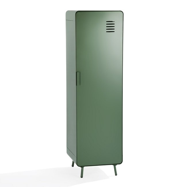 Armoire de rangement avec 1 portes 2 couches et 1 rail en métal industriel, WALNUTLIVING Couleur vert foncé <span itemprop=