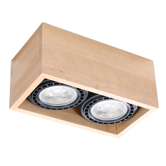 Plafonnier Bois Bois Naturel GU10/ES111 2 Quatro Couleur marron <span itemprop=