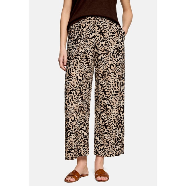 Pantalon en toile mit leoprint beige/brown <span itemprop=