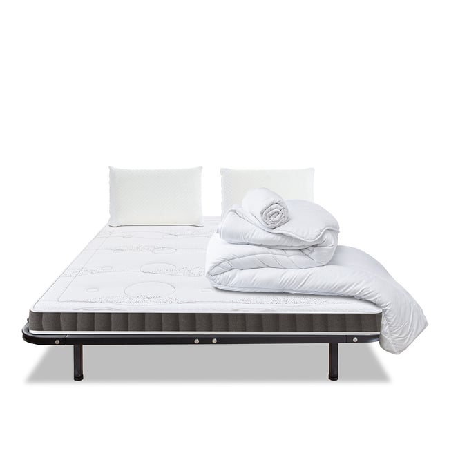 Prêt-à-dormir INTUITION avec Cadre à lattes, Couette, Oreillers et Protège-matelas Couleur blanc <span itemprop=