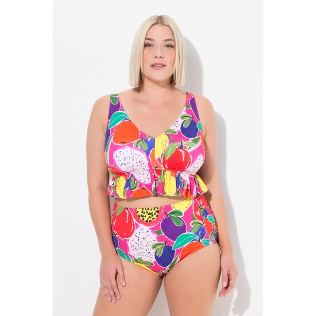 Bikini à bonnets souples, imprimé fruits rose vif <span itemprop=