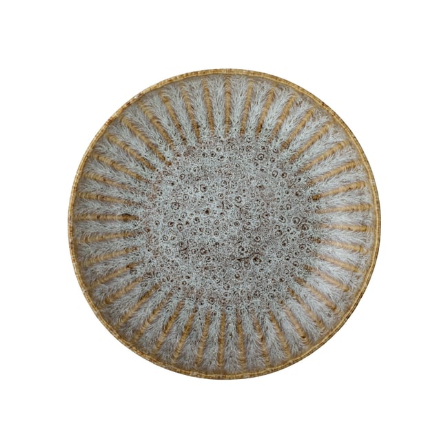 Assiette à pâtes en grès FLEUR Couleur vert <span itemprop=