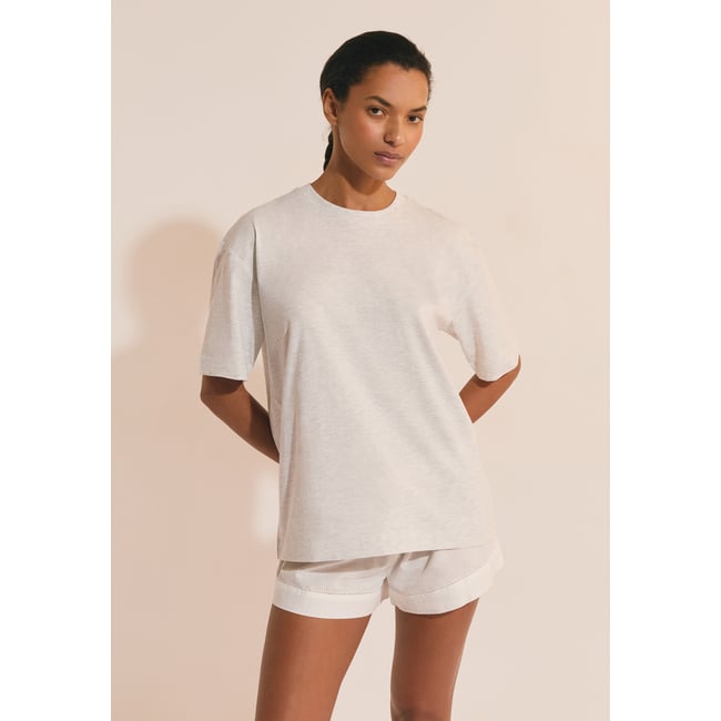 T-shirt de pyjama manches courtes en coton JOANNE gris clair <span itemprop=