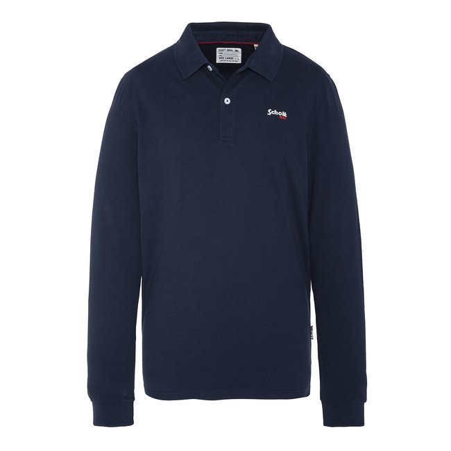 Cotton Polo Shirt with Long Sleeves - SCHOTT