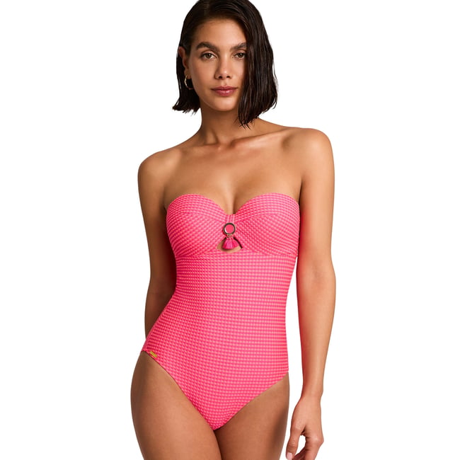 Maillot de bain une pièce bustier armaturé BIKINI BAY fuchsia <span itemprop=