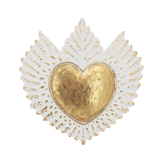 Déco murale ex-voto métal 27x27cm Couleur or <span itemprop=